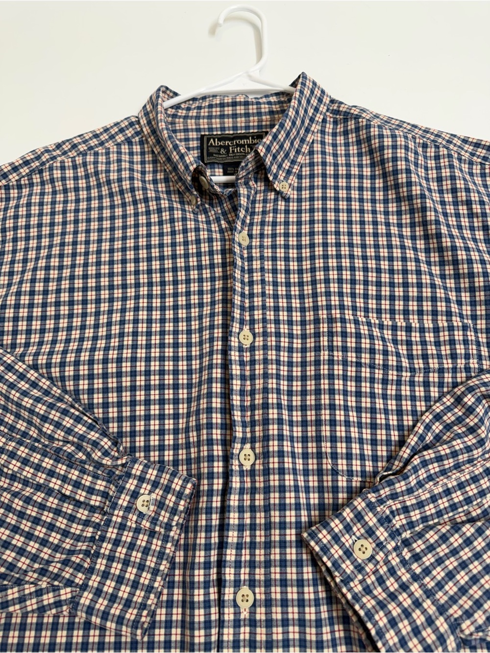 Vintage Abercrombie & Fitch Blue Label Plaid Button Down Shirt XL Preppy